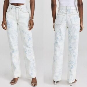 RE/DONE High Rise Straight Leg Tie Dye Jeans White Denim Sz 25 26x31 90s